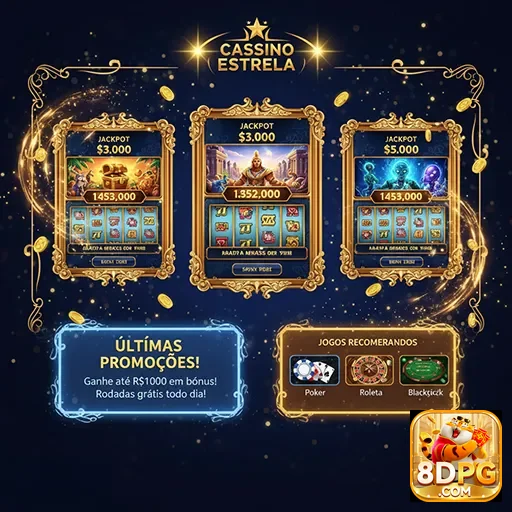 Promoções do cassino Estrelas no site 8dpg, destacando jogos e recompensas atrativas.
