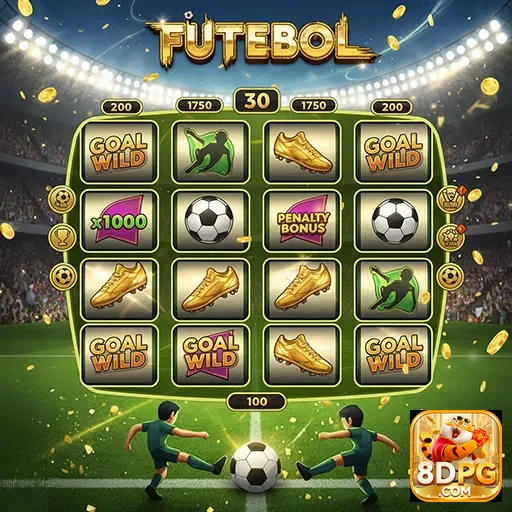 Ilustração de um jogo de futebol com slots, disponível no site 8dpg.