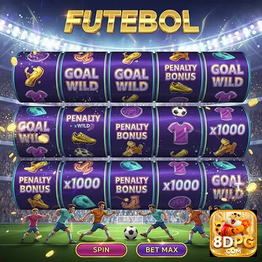 Imagem do jogo de slot futebol no site 8dpg, mostrando gráficos vibrantes e símbolos temáticos.